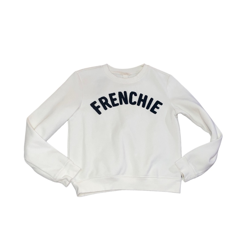 white frenchie crewneck sweater